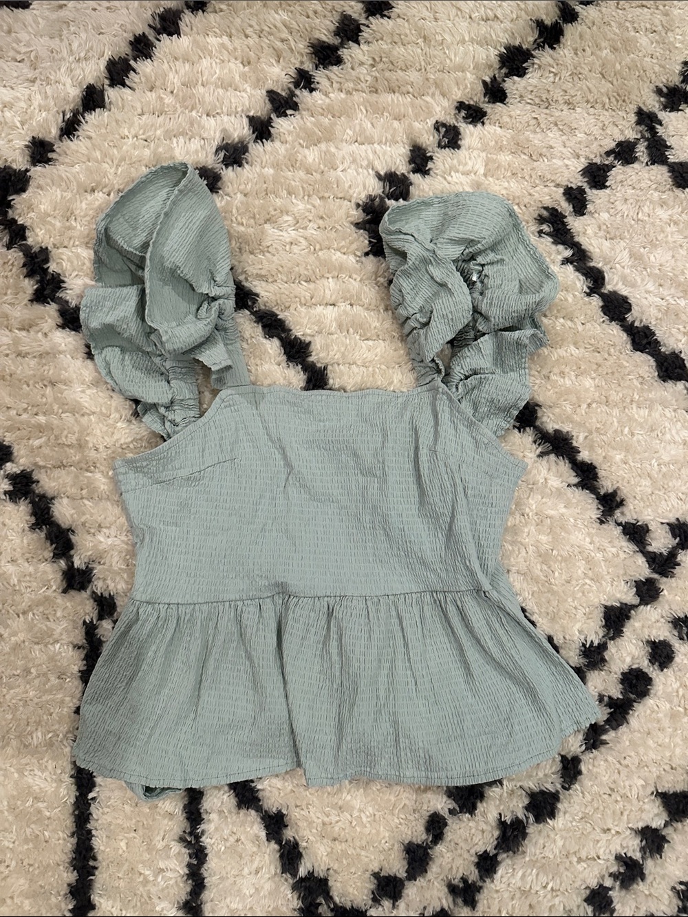 Ruffled Strap Peplum Top - Sage Green